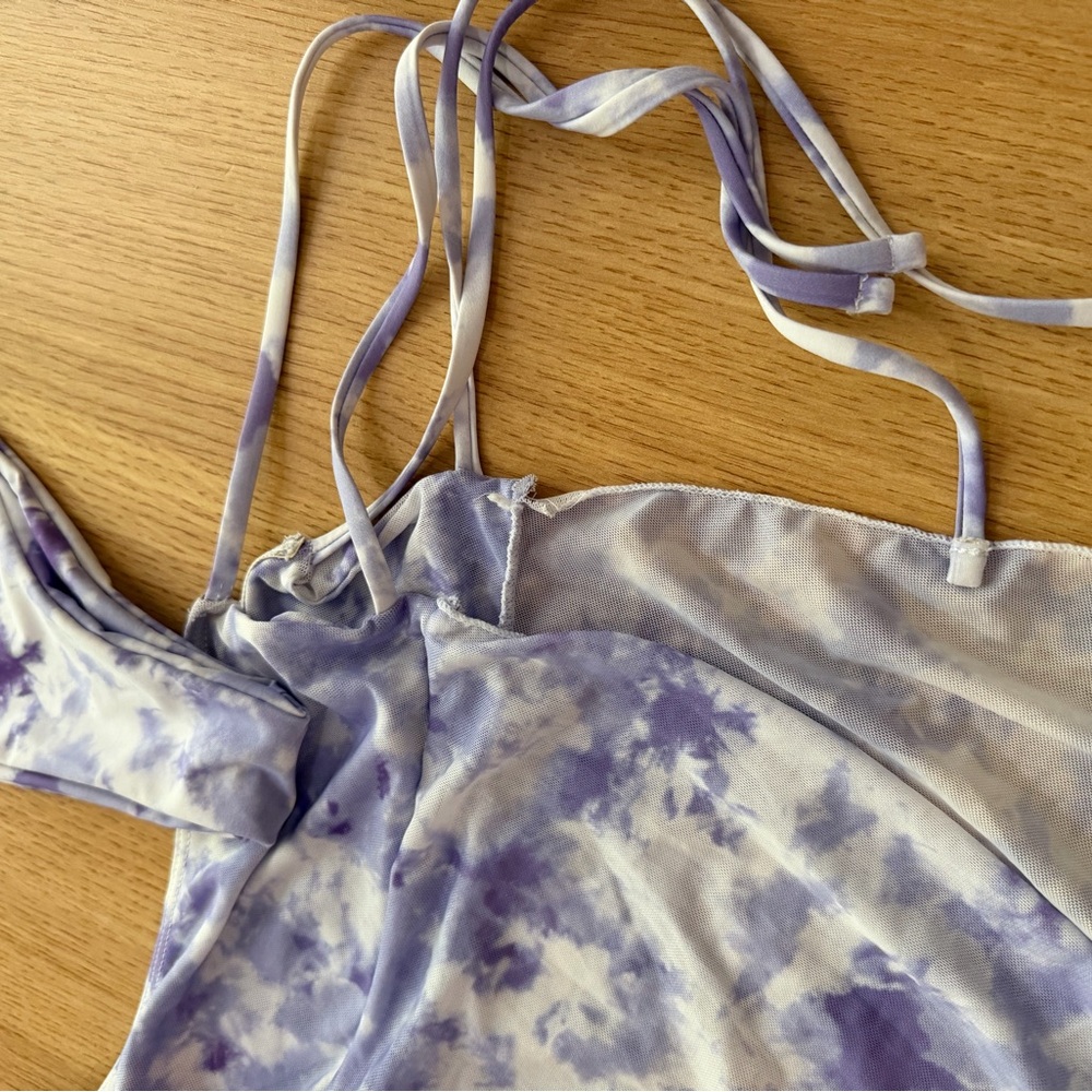 Sexy Purple Tie-Dye Triangle Bikini 3-Piece Set - Picture 4 of 4